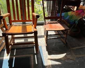 Just 1 of an Assortment of Rustic Adirondack Chairs & Rockers & an Antique Rocker (Location Inside Patio)