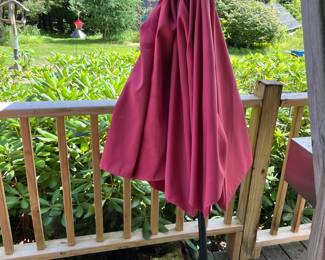 Red Umbrella for Either Stand and/or Glass Top Table (Location Outside Patio)