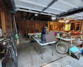 Garage View from Entrance Muck Boots, 1 of 2 Small Fridges, Bikes