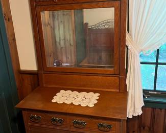 This 4 Drawer Dresser w/Mirror goes w/Antique Bed in Guest House & Wash Stand in this Room This is LOCATED @ end of Bedroom Hall on Right Past 2nd Bathroom
