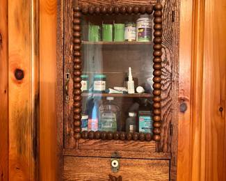 Vintage Medicine Cabinet/Glass Door Cupboard w/Shelves LOCATION Bedroom Hall Bathroom