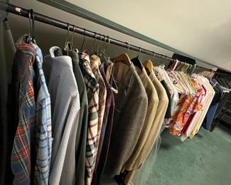 Row of Gentlemen's Clothes (Upstairs Bedroom Closet in House)