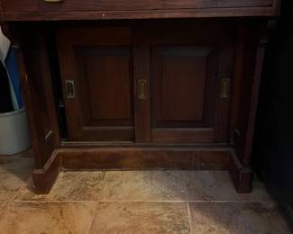 Antique Sliding Door & Drawer Desk/Stand