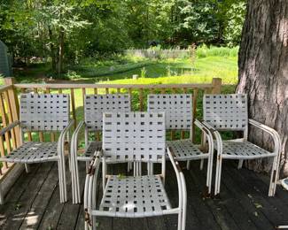 5 Plastic Weave Heavy Metal Patio Chairs (Location Outside Patio)