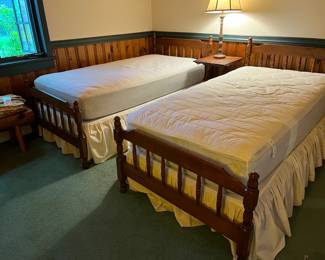 1 or 2 Twin Beds, Complete w/Mattresses & Box Springs & Mattress Covers ( Additional Pillows & Bedding are Available)