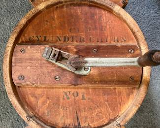 Antique, White Cedar #1 3 Gallon Butter Churn Location Enclosed Patio