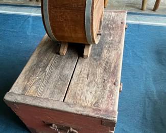 Antique Lead Handled Truck w/Antique Butter Churn on it (Enclosed Patio)