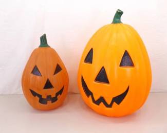 2 LARGE Halloween Blow Mold Pumpkin Lawn Ornaments