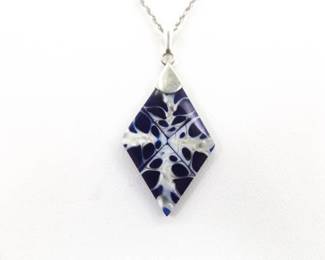 .925 Sterling Silver Mosaic Pendant Necklace