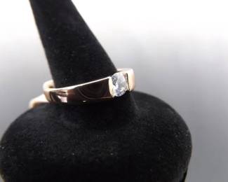NEW .925 Sterling Silver Zirconia Solitaire Rose Gold Vermeil Ring Size 9