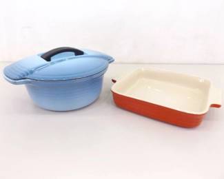 Le Creuset Futura Cast Iron Dutch Oven, and Heritage Square 9 x 9 Baking Dish