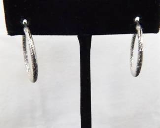 .925 Sterling Silver Hoop Hinged Hook Earrings
