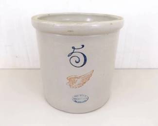 Antique Red Wing #5 Large Wing Crock