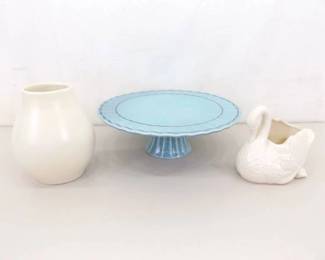 Lot of Vintage Red Wing Swan, Cake Stand, etc.