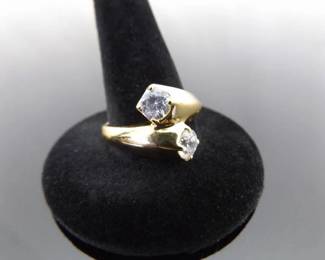 .925 Sterling Silver Zirconia Vermeil Ring Size 7.5