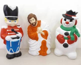 3 LARGE Christmas Themed Blow Mold Lawn Ornaments