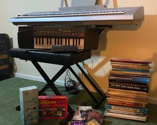 Electric Keyboard With Table and Stool, Small Keyboard, Guitar Accessories And Music Books