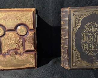 Lot Of Two Vintage Ornate Holy Bibles