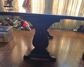 Vintage Wood Trestle Expandable Dining Table