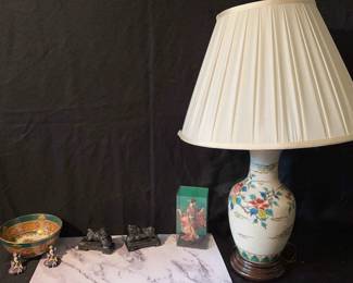 Pair Of Chinese Foo Dogs, Lamp, And More 