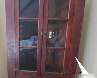 Vintage Reddish Wooden Corner Cabinet