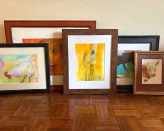 Framed Bill Harris Farm Animal Paintings