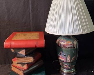 Vintage Book Table And Book Lamp