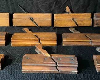  02 Lot Of 11 Vintage Wooden Molding Planes 