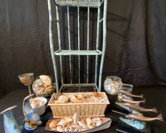 Beach Themed Bathroom Shelf, Figurines, Sea Shells