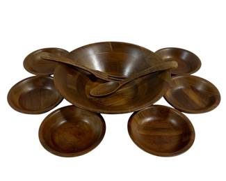 4189 - Vintage Wood Salad Bowl Set 12" & 6"