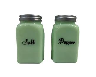 1930 - Pair Jadeite Salt & Pepper Shakers 4"