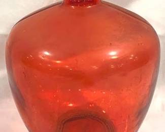 2775 - Red Glass Bottle - 10" Tall