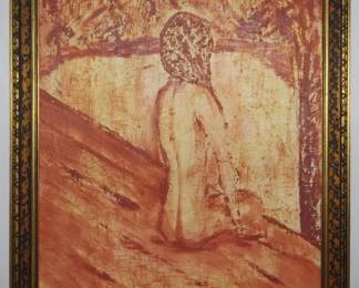 1274 - Nude by G Morgan Terracotta Paint on Board 26.5x18.5