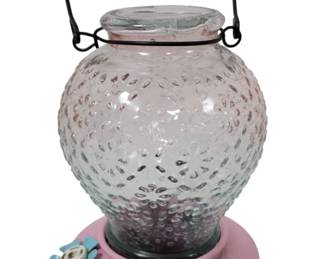 125 - Glass Hanging Hummingbird Feeder 7" tall