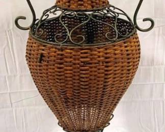 2613 - Wicker & Metal Standing Floor Vase - 30" tall
