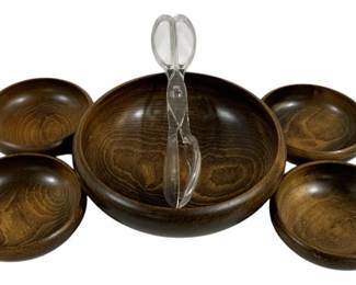 4190 - Vintage Wood Salad Bowl Set 9" & 6"