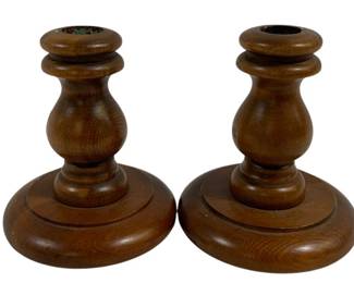 4191 - Pair Wood Candleholders 5"