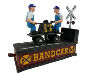1903 - Cast Iron Railroad Mechanical Bank 7x9