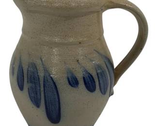 4226 - Rowe Pottery Blue Decorated Pitcher 6.25"