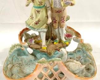 2951 - Ceramic Man/Woman Figure - AS-IS - Broken Arms 8x7x10