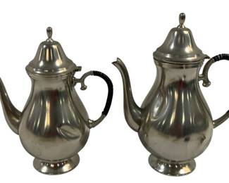4209 - Bisco Holland Pewter Coffee & Tea Pots dented 10" & 11"