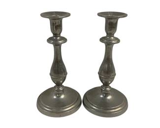 4187 - Pair Wilton Pewter Candleholders 9"