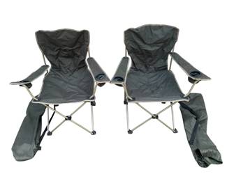 2002 - Pair Camping Fold Up Chairs w/ Bags 35 x 22 x 21