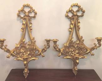 263 - Pair Candle Sconces Plastic - 26" x 17"