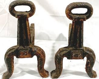 2731 - 2 Cast Iron Andirons - 11" x 7" x 12"