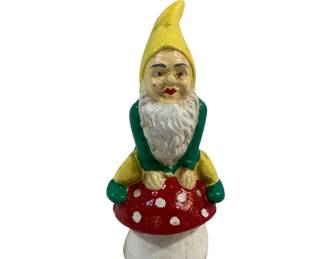 1906 - Cast Iron Gnome on Mushroom Bank 6"