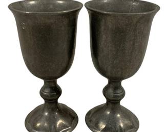 4003 - Pair Pewter Goblets 6.5"