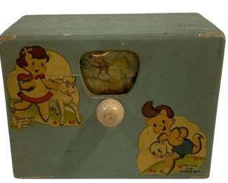 4246 - Vintage Toy Music Box 5.5 x 7.5 x 4 You are buying a used as-is item. We do not guarantee all components are present, and if it is not expressly stated, it is untested.