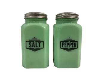 1926 - Pair Jadeite Salt & Pepper Shakers 5"