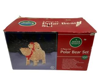 4257 - Winter Wonderland 2pc Lit Polar Bear Set in box You are buying a used as-is electric/electronic item. We do not guarantee all components are present, and if it is not expressly stated, it is untested.